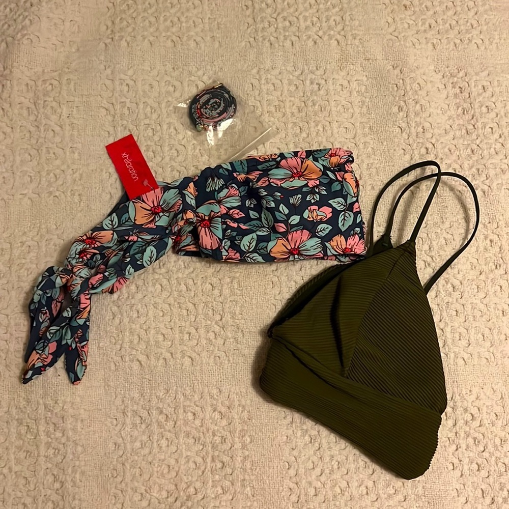 Two swimsuit tops